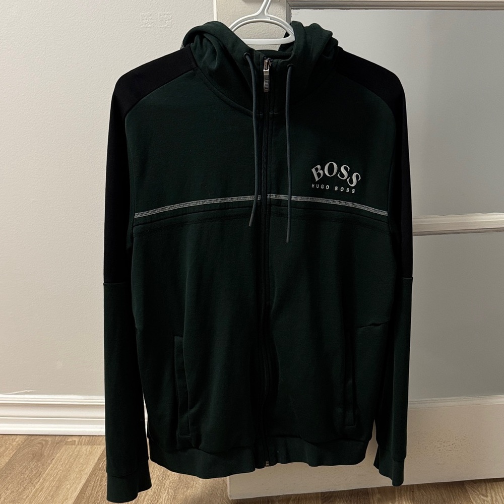 Hugo Boss Men's Dark Green Zip-Up Sweater